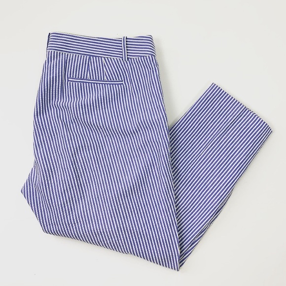 J. Crew Pants - J. Crew Seersucker Blue Striped City Fit Pants